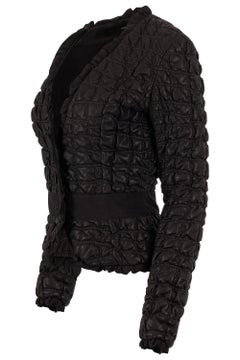 Vintage Emporio Armani F/W 2005 Black Leather Quilted Blazer