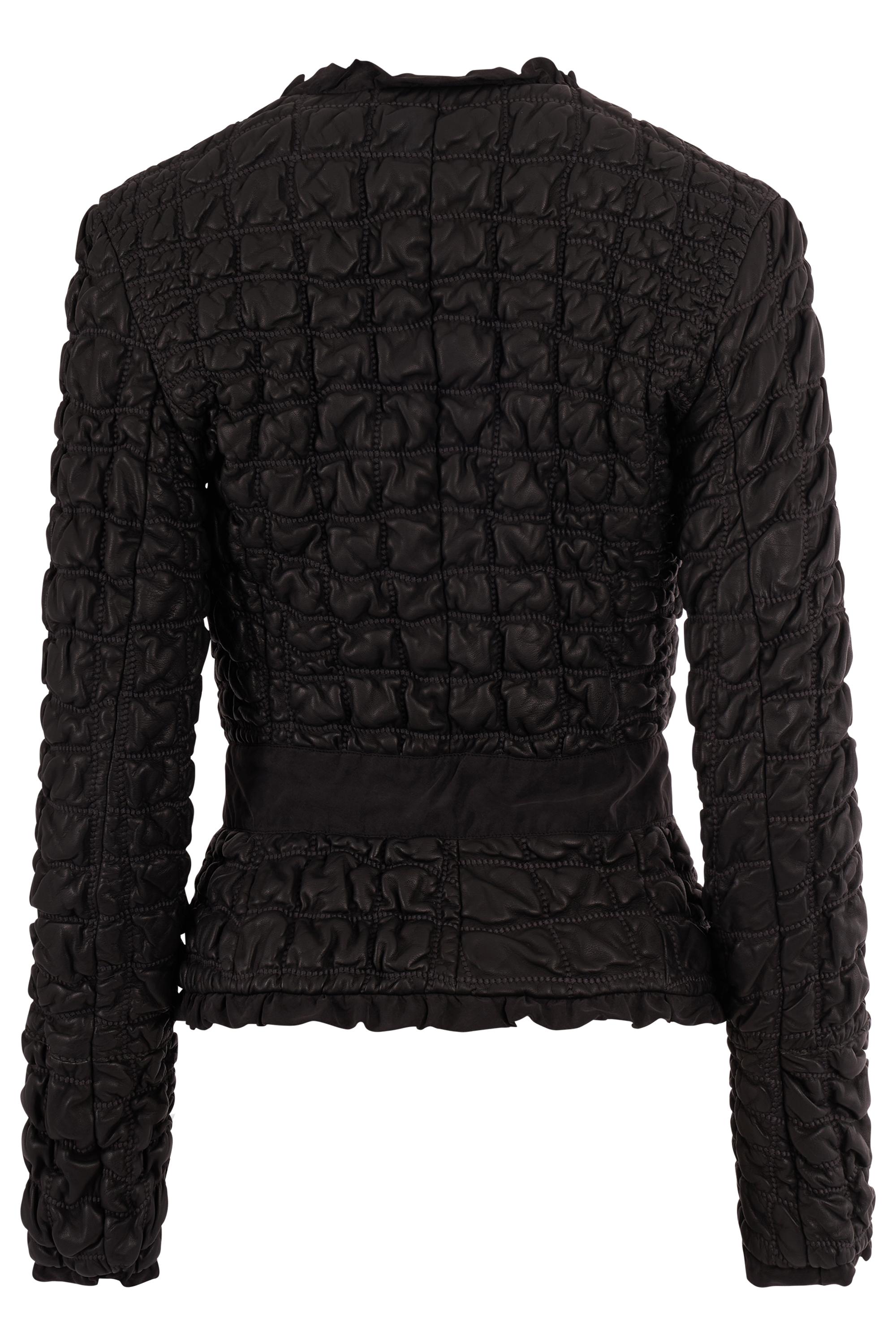 Vintage Emporio Armani F/W 2005 Black Leather Quilted Blazer In Excellent Condition For Sale In London, GB