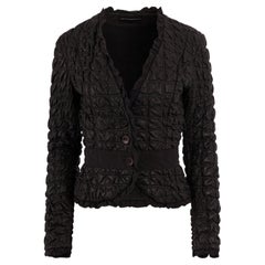 Vintage Emporio Armani F/W 2005 Black Leather Quilted Blazer