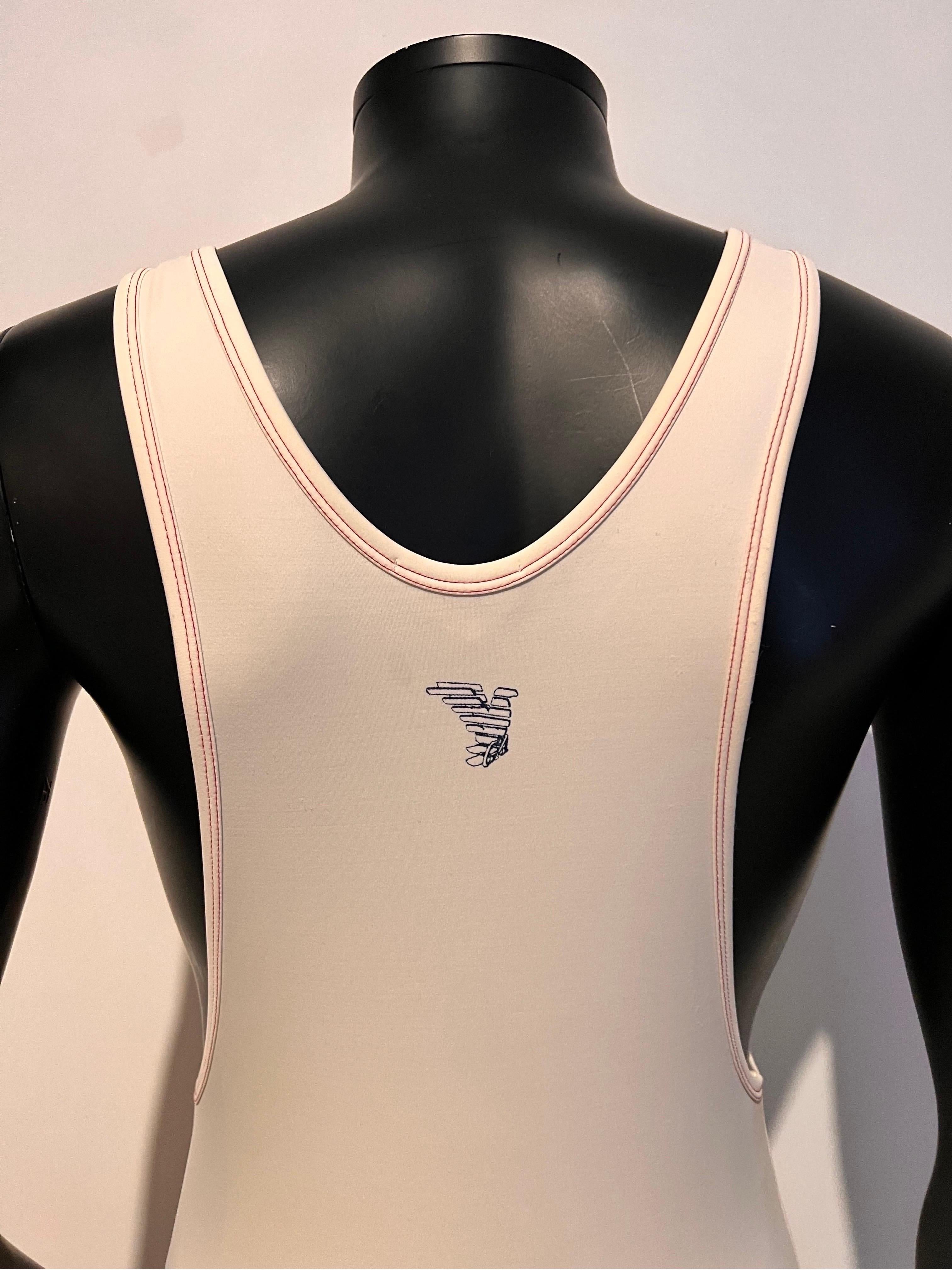 Beige Vintage Emporio Armani Swimwear Y2K men’s one piece swimsuit