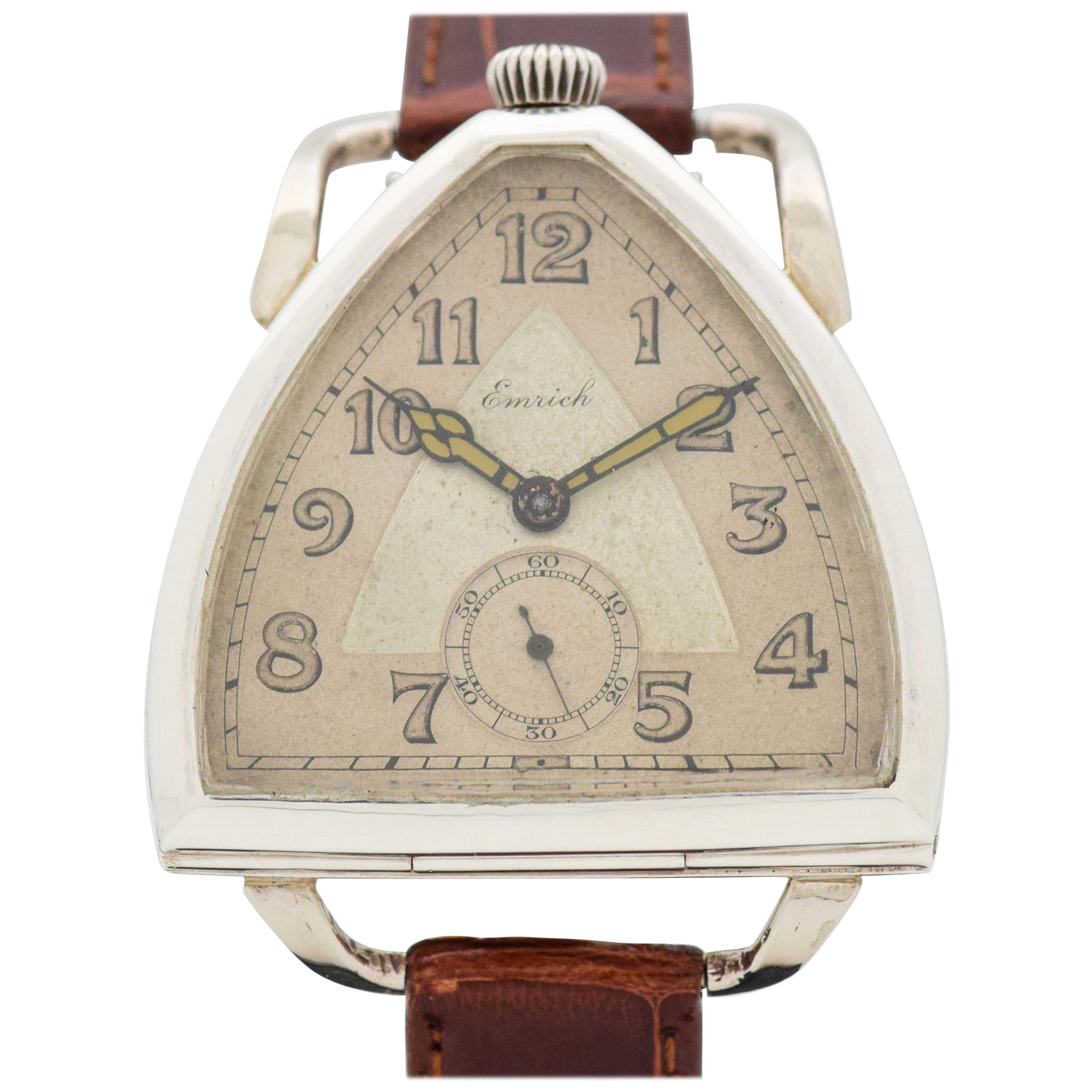 Vintage Emrich Triangular-Shaped Pocket Watch Conversion to Wristwatch, 1930s