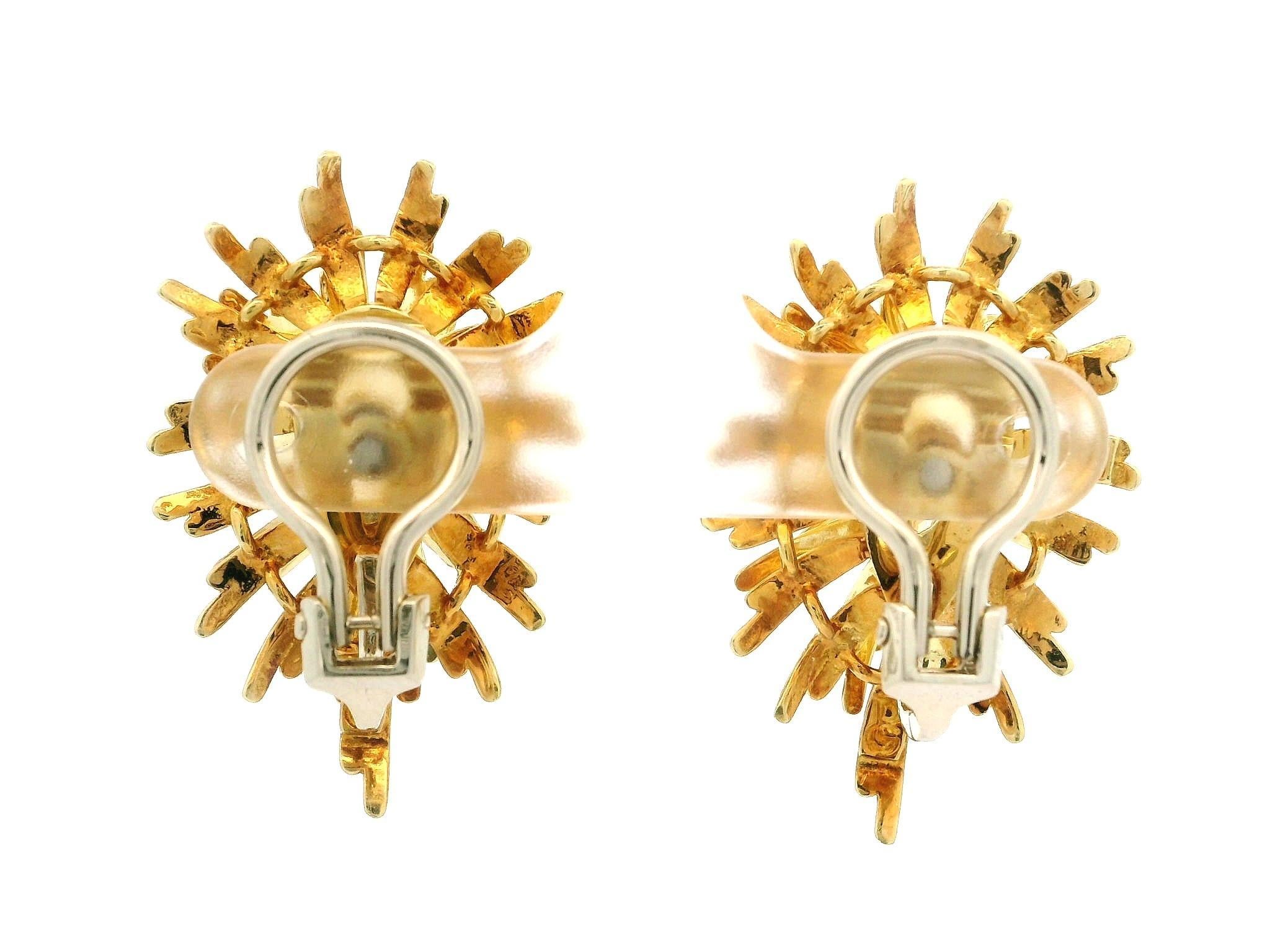 Vintage En Tremblant Solid Gold 0.75ct Diamond Cluster Burst Spray Earrings For Sale 4