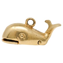 Vintage Enamel 14 Karat Gold Jonah Whale Articulated Charm