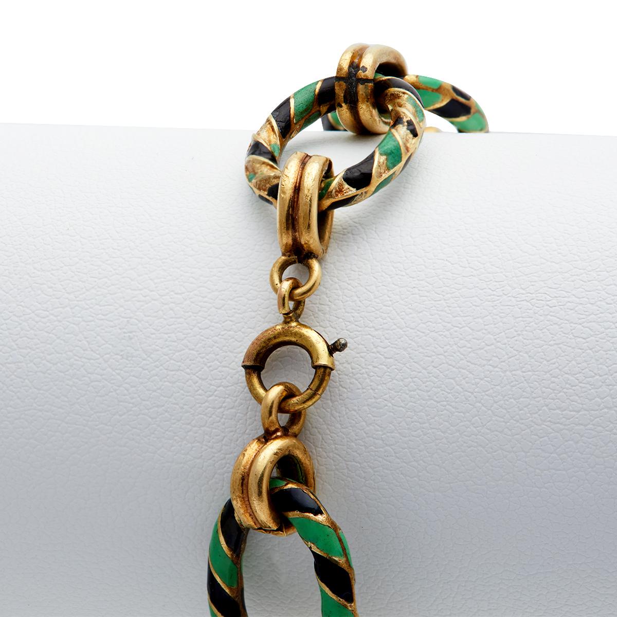 Vintage Emaille 14k Gelbgold Gliederarmband 2