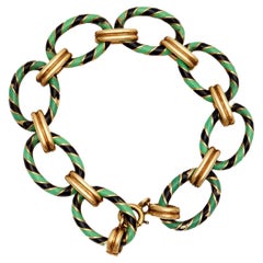 Vintage Enamel 14k Yellow Gold Link Bracelet