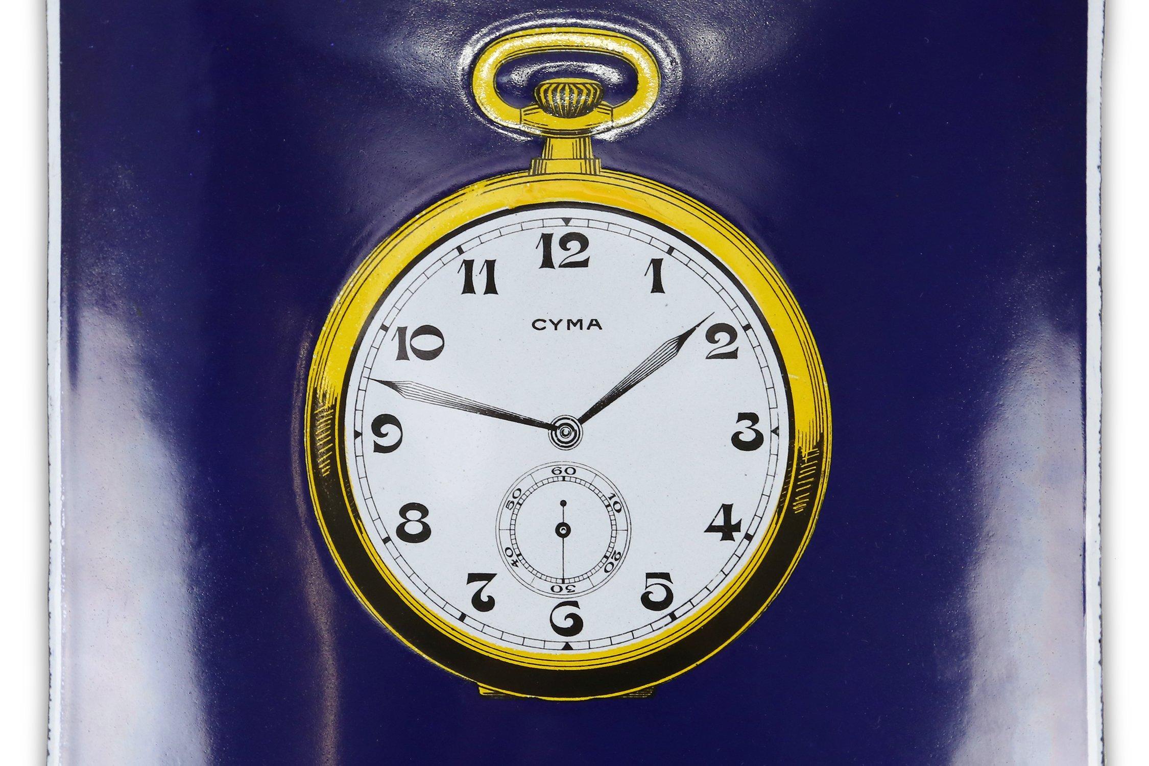 Werbeschild aus Emaille im Vintage-Stil von CYMA, 1926 (20. Jahrhundert) im Angebot