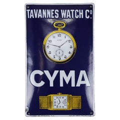 Insegna pubblicitaria smaltata vintage di Cyma, 1926