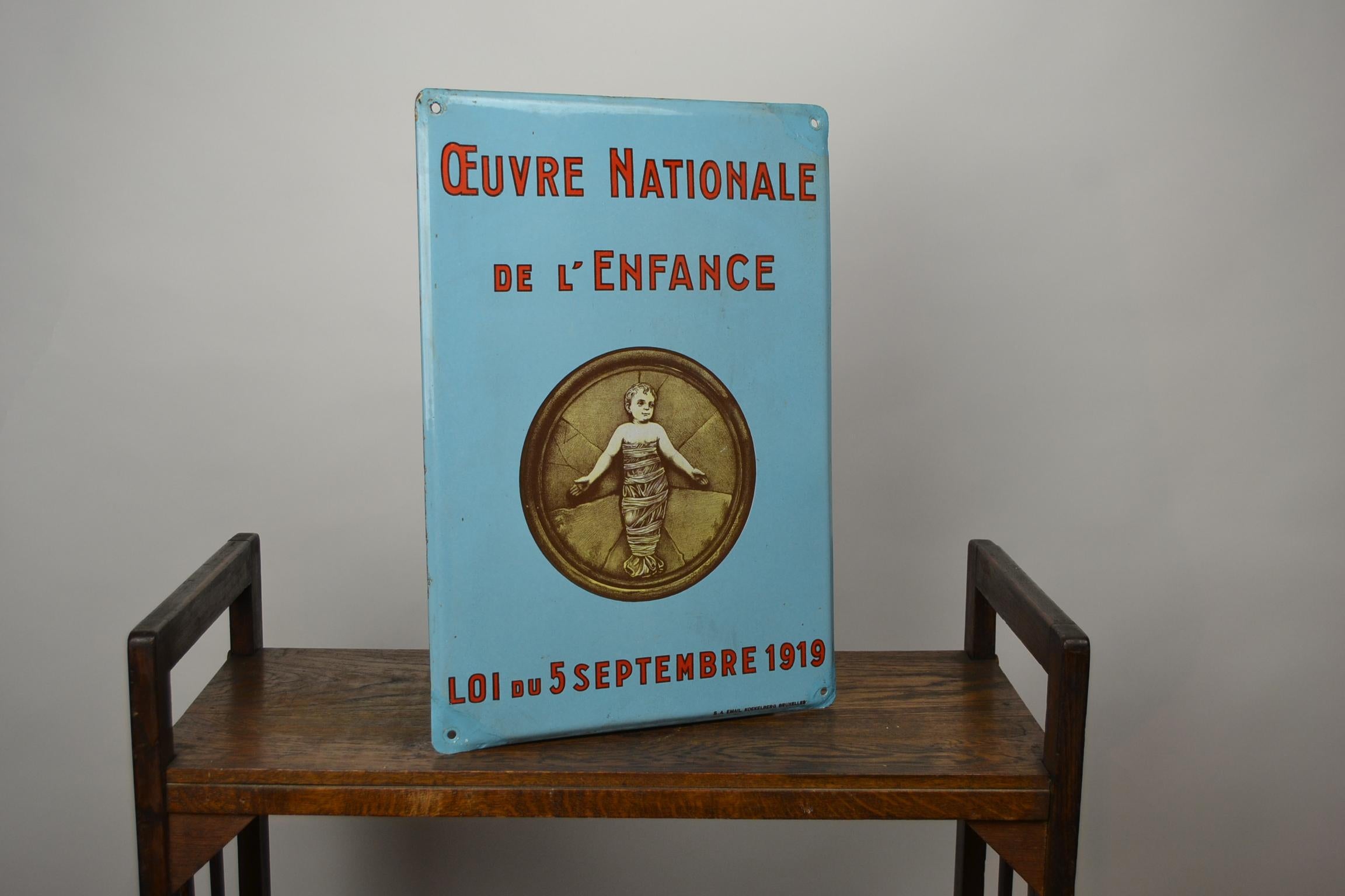 Vintage Enamel Advertising Sign, Oeuvre Nationale de L' Enfance 4