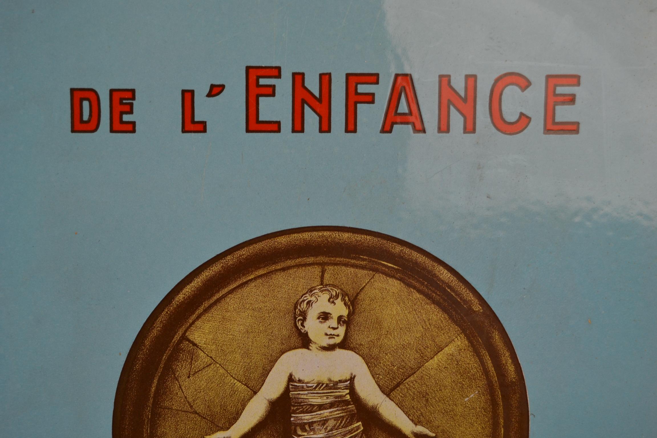 Belgian Vintage Enamel Advertising Sign, Oeuvre Nationale de L' Enfance