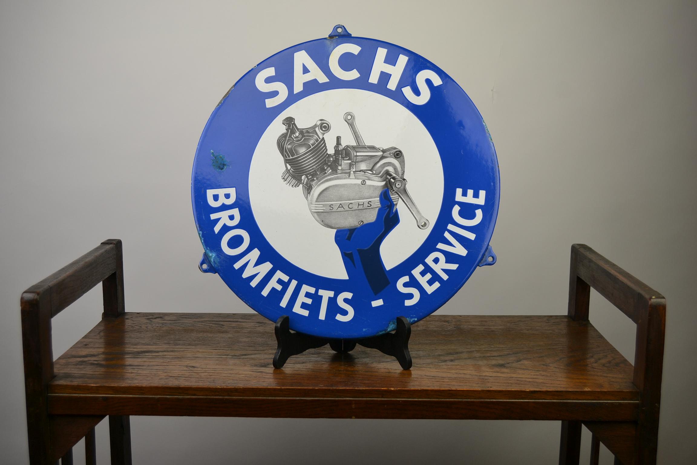 Vintage Enamel Advertising Sign SACHS Engine Block, 1950s 8