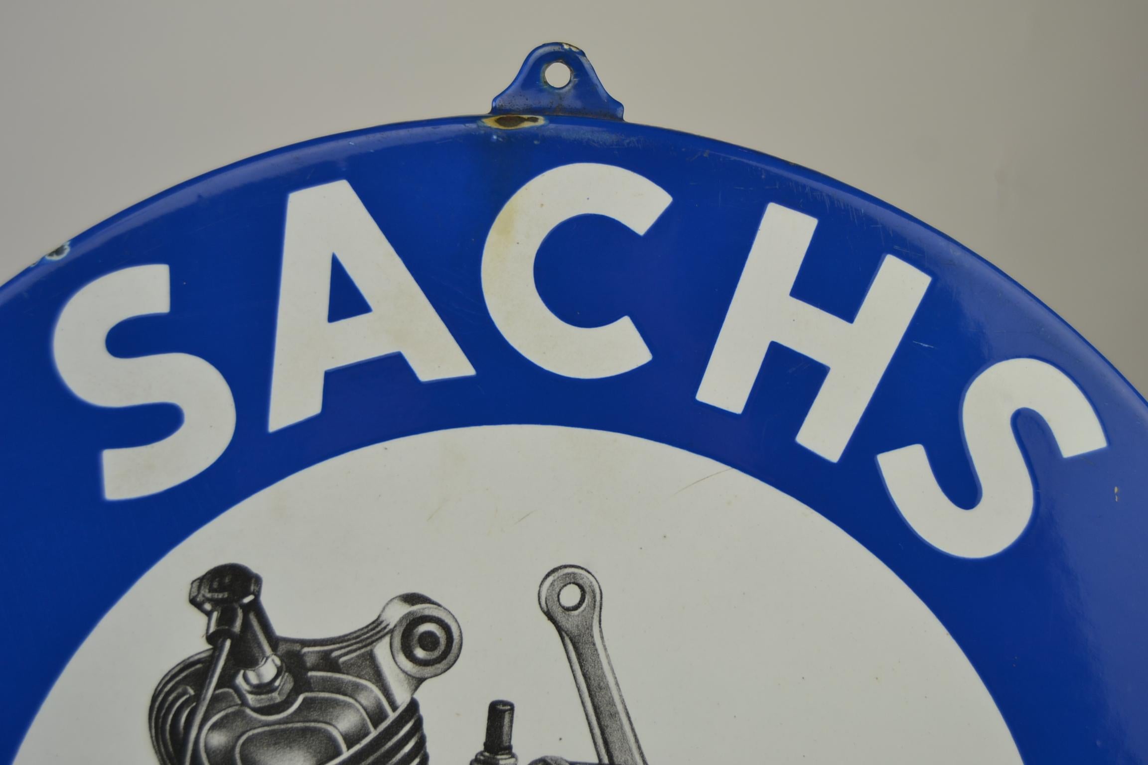 20th Century Vintage Enamel Advertising Sign SACHS Engine Block, 1950s