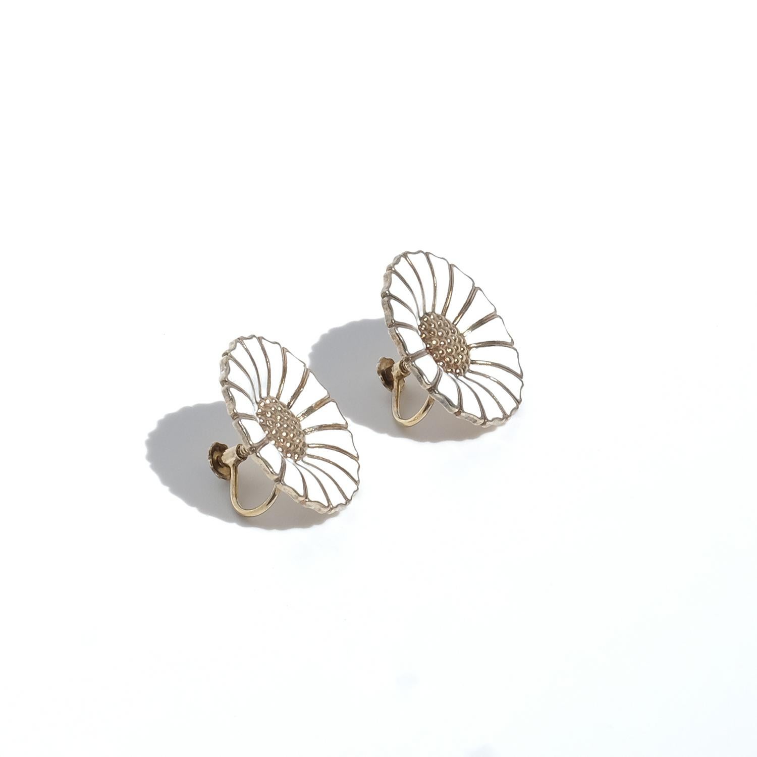 Women's or Men's Vintage Enamel and Gilded Silver Earrings by Anton Michelsen For Sale