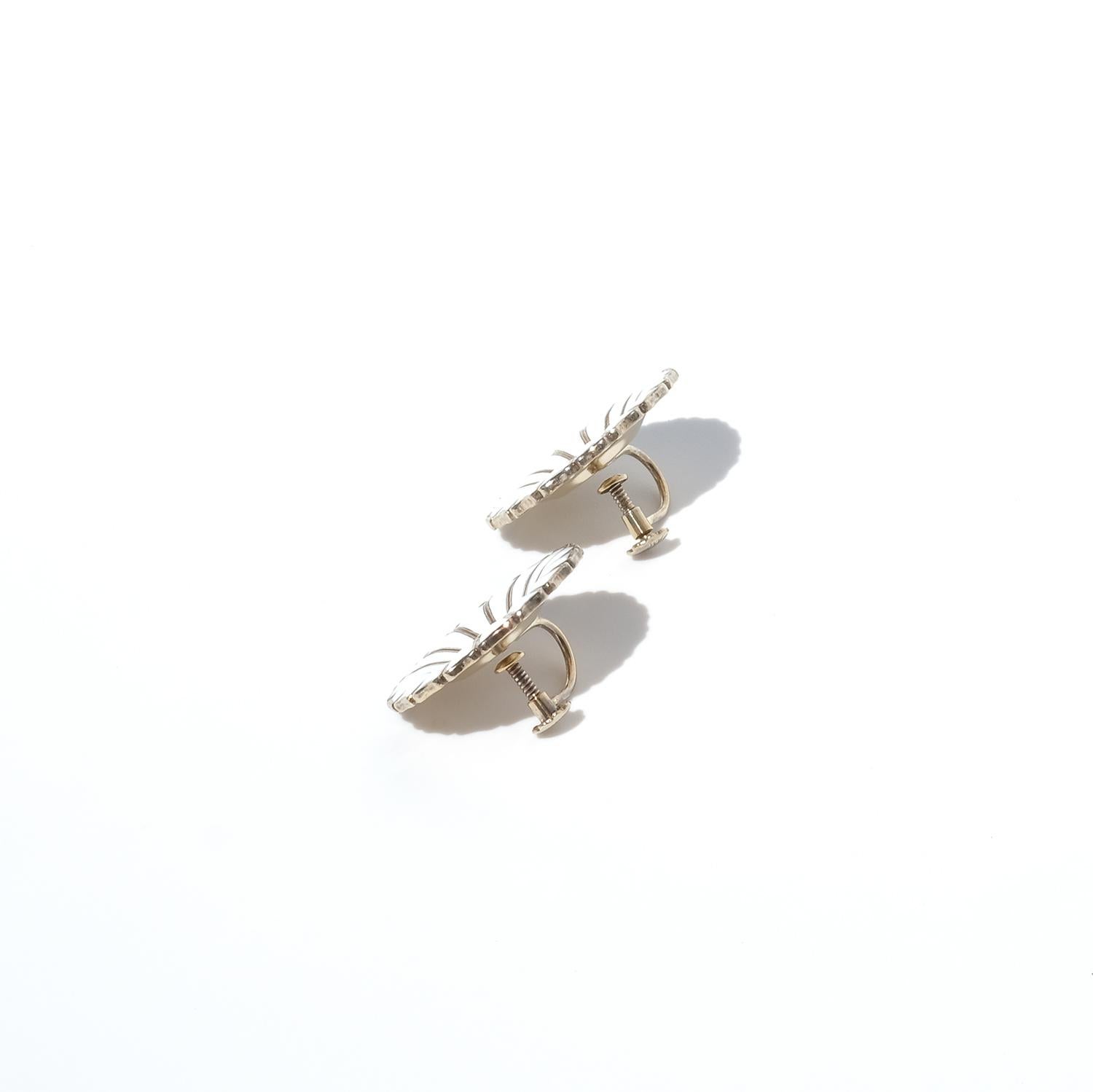 Vintage Enamel and Gilded Silver Earrings by Anton Michelsen For Sale 1