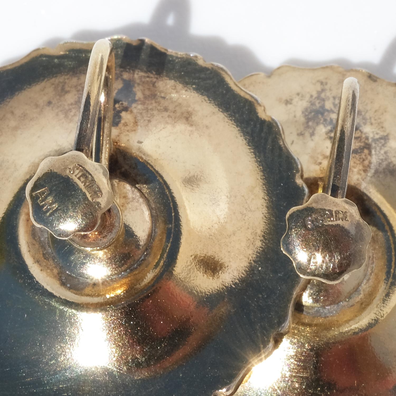 Vintage Enamel and Gilded Silver Earrings by Anton Michelsen For Sale 2