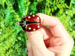 Vintage Enamel and Yellow Gold Ladybird Brooches, Circa 1980