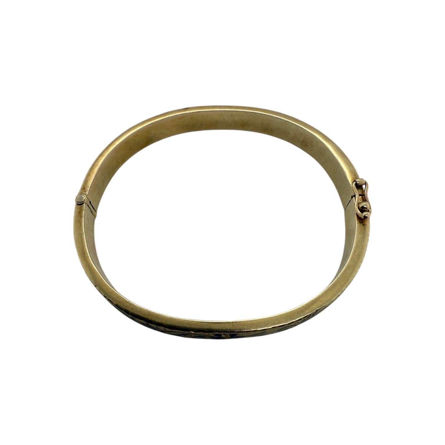 Bracelet jonc vintage en or jaune 14 carats et émail en vente 4