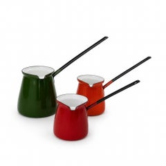 Vintage Enamel Butter Warmers Set of Three, Mid-Century Design, 1970s