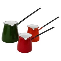 Vintage-Butterwärmer aus Emaille, 3er-Set, Mid-Century-Design, 1970er Jahre