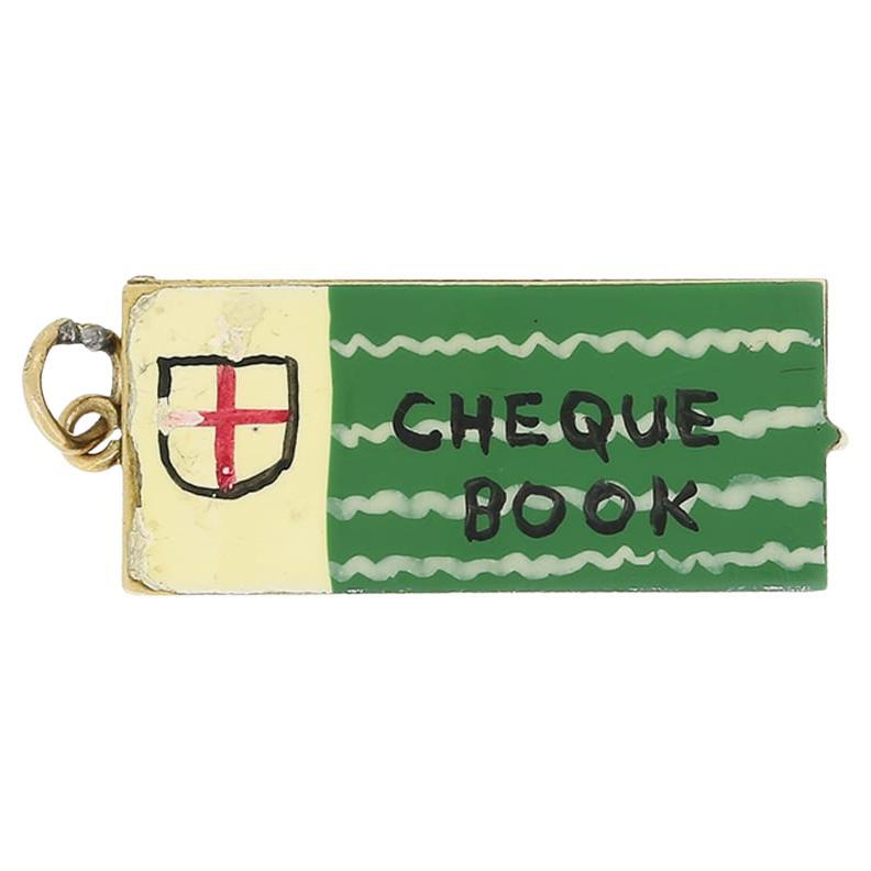 Vintage Enamel Cheque Book Charm For Sale