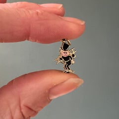 Vintage Enamel Chimney Sweeper Small Children Charm Pendant