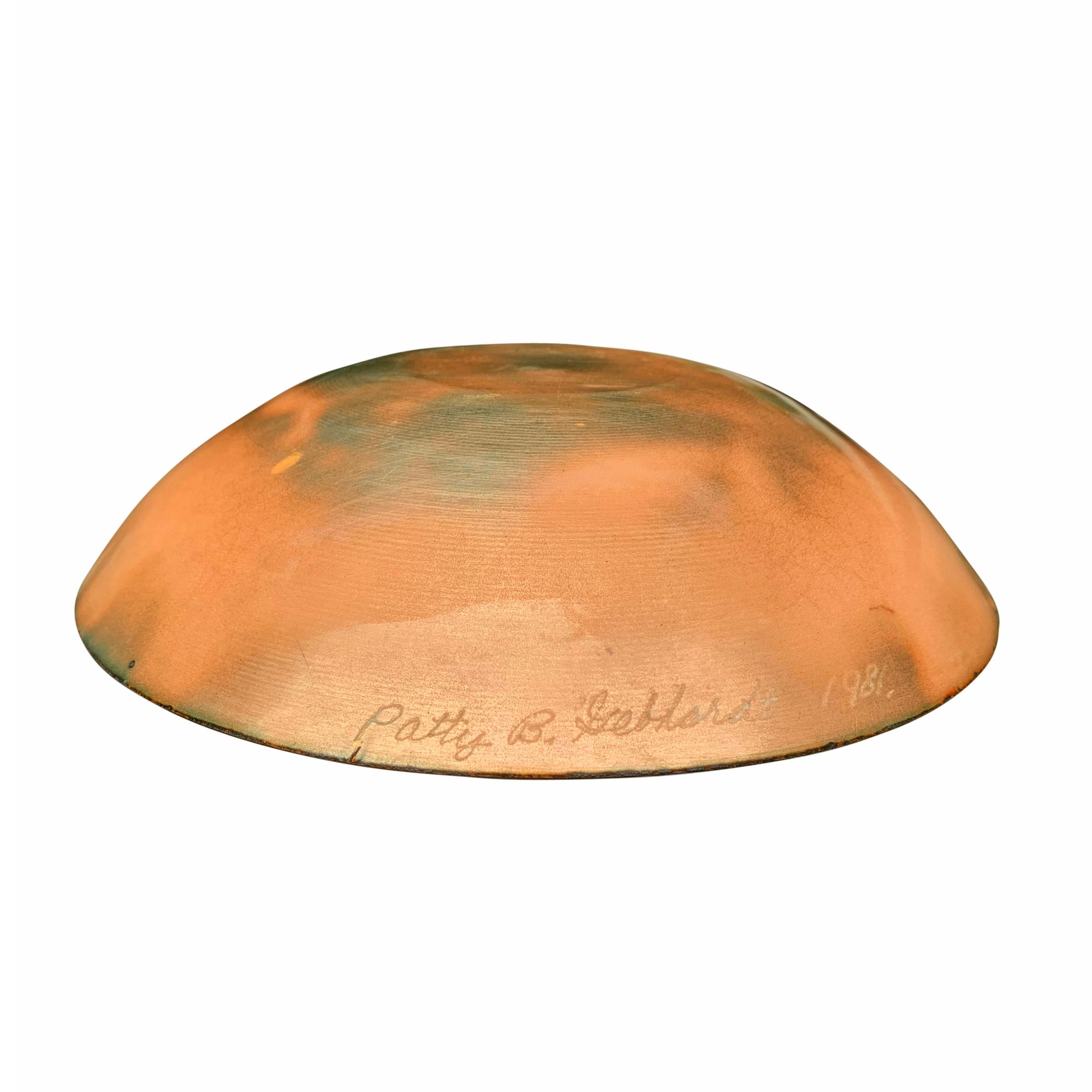 Vintage Enamel Copper Bowl with Farmland Pattern 2