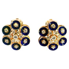 Vintage Enamel Daisy Clip on Earrings