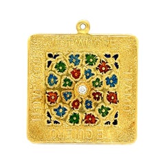 Retro Enamel Diamond 18 Karat Gold "I Love You" Charm