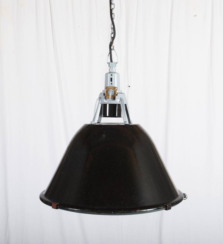 Vintage Enamel Factory, Industrial Pendant Lamp For Sale 11