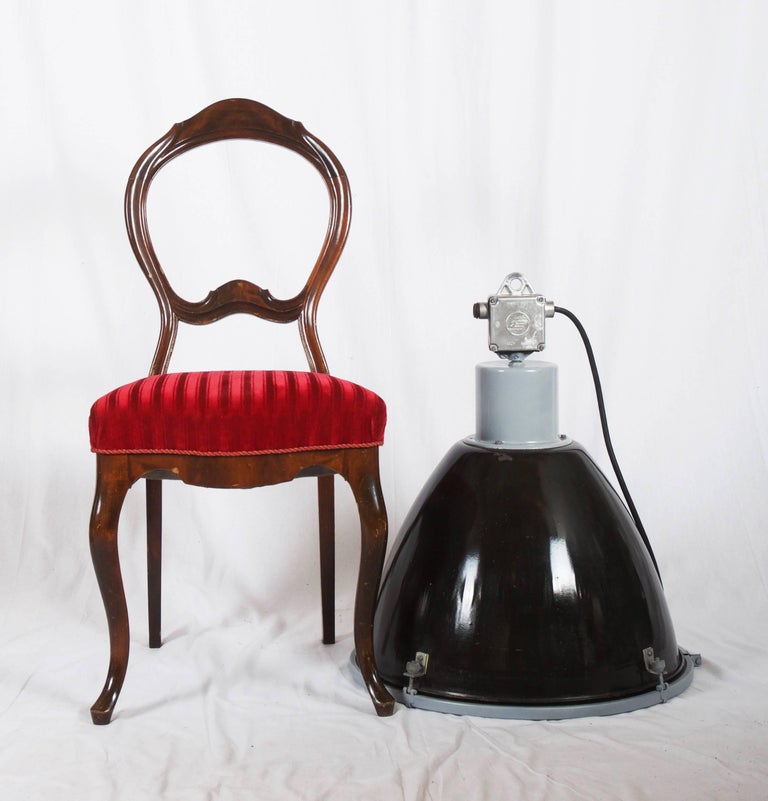 Mid-20th Century Vintage Enamel Factory, Industrial Pendant Lamp For Sale