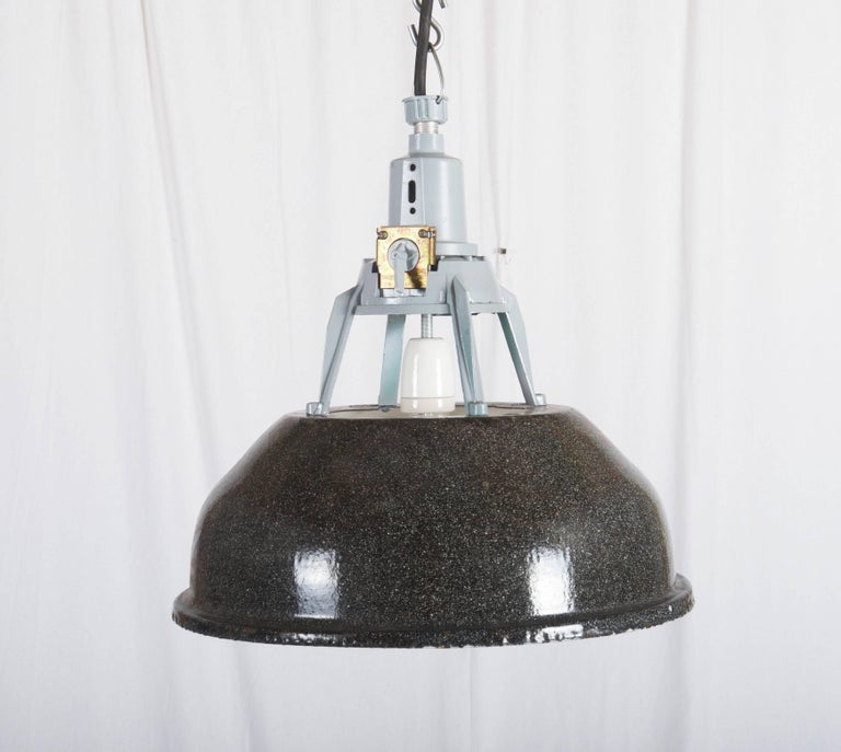 Vintage Enamel Factory, Industrial Pendant Lamp For Sale 4