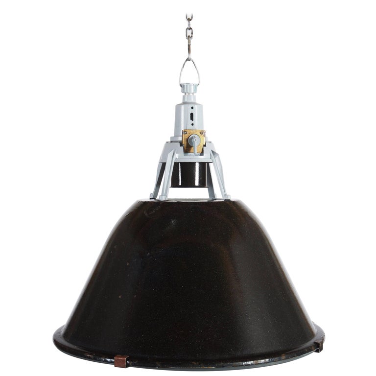 Vintage Enamel Factory, Industrial Pendant Lamp For Sale