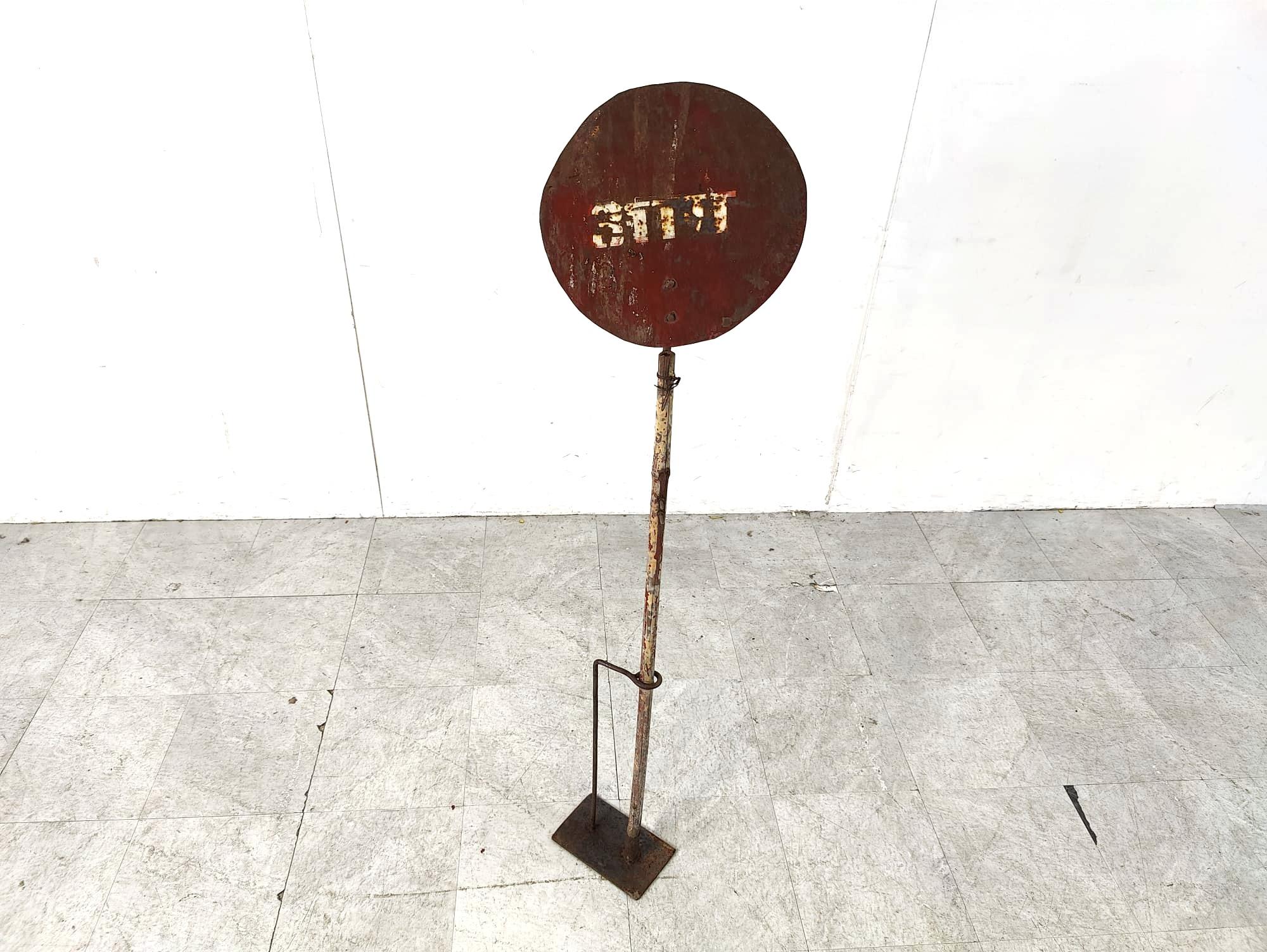 Mid-20th Century Vintage enamel fire sign, 1950s For Sale