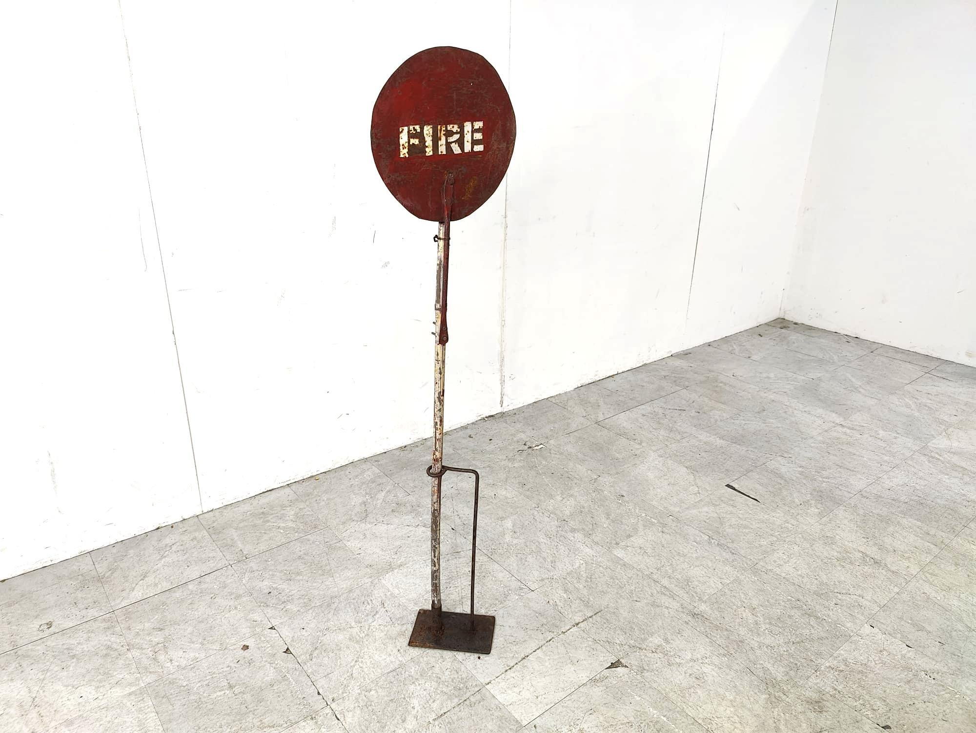 Enamel Vintage enamel fire sign, 1950s For Sale