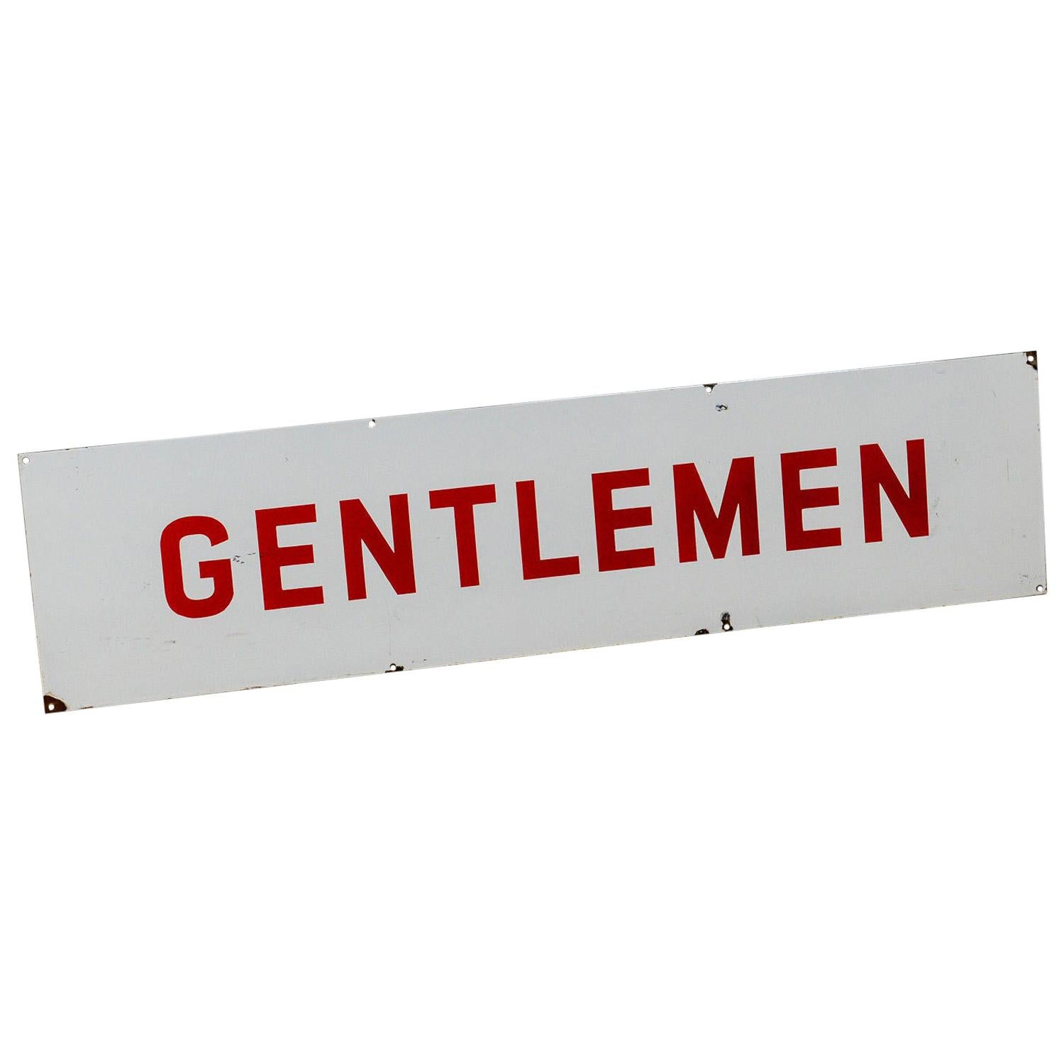 Vintage Enamel Gentlemen Sign, 20th Century For Sale