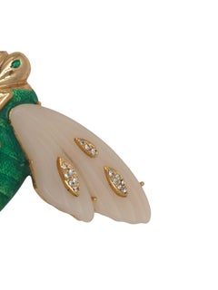 Vintage enamel Green Hornet Cicada Brooch