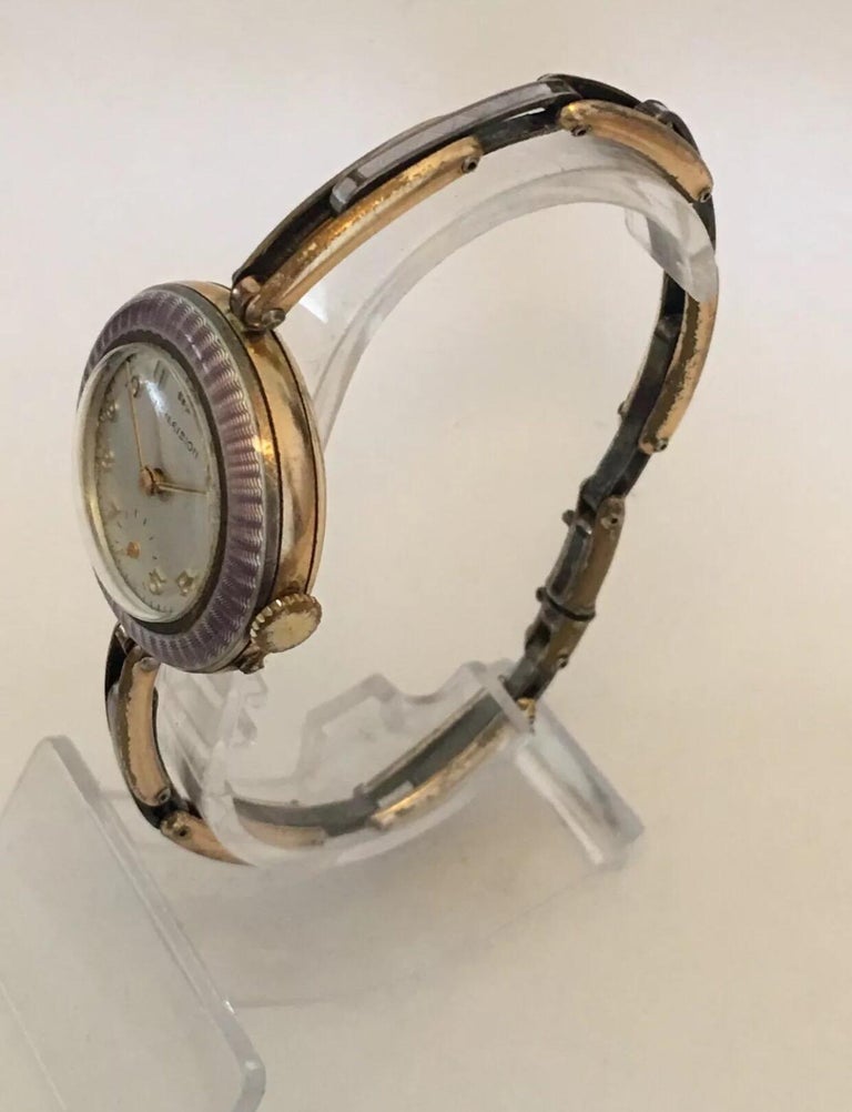 Vintage Enamel Ladies Mechanical Wristwatch For Sale at 1stDibs