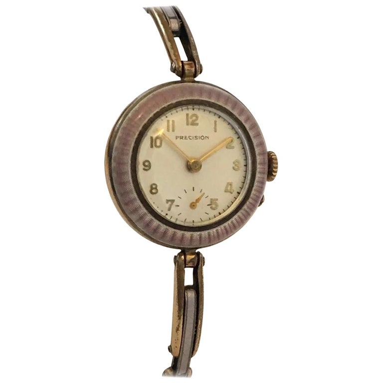 Vintage Enamel Ladies Mechanical Wristwatch For Sale at 1stDibs