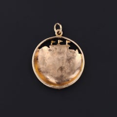Vintage Enamel Racing Pendant of 14k Gold