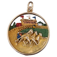 Vintage Emaille Racing Anhänger von 14k Gold