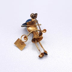 Vintage Enamel School Girl Brooch with Satchel, Figural Pin