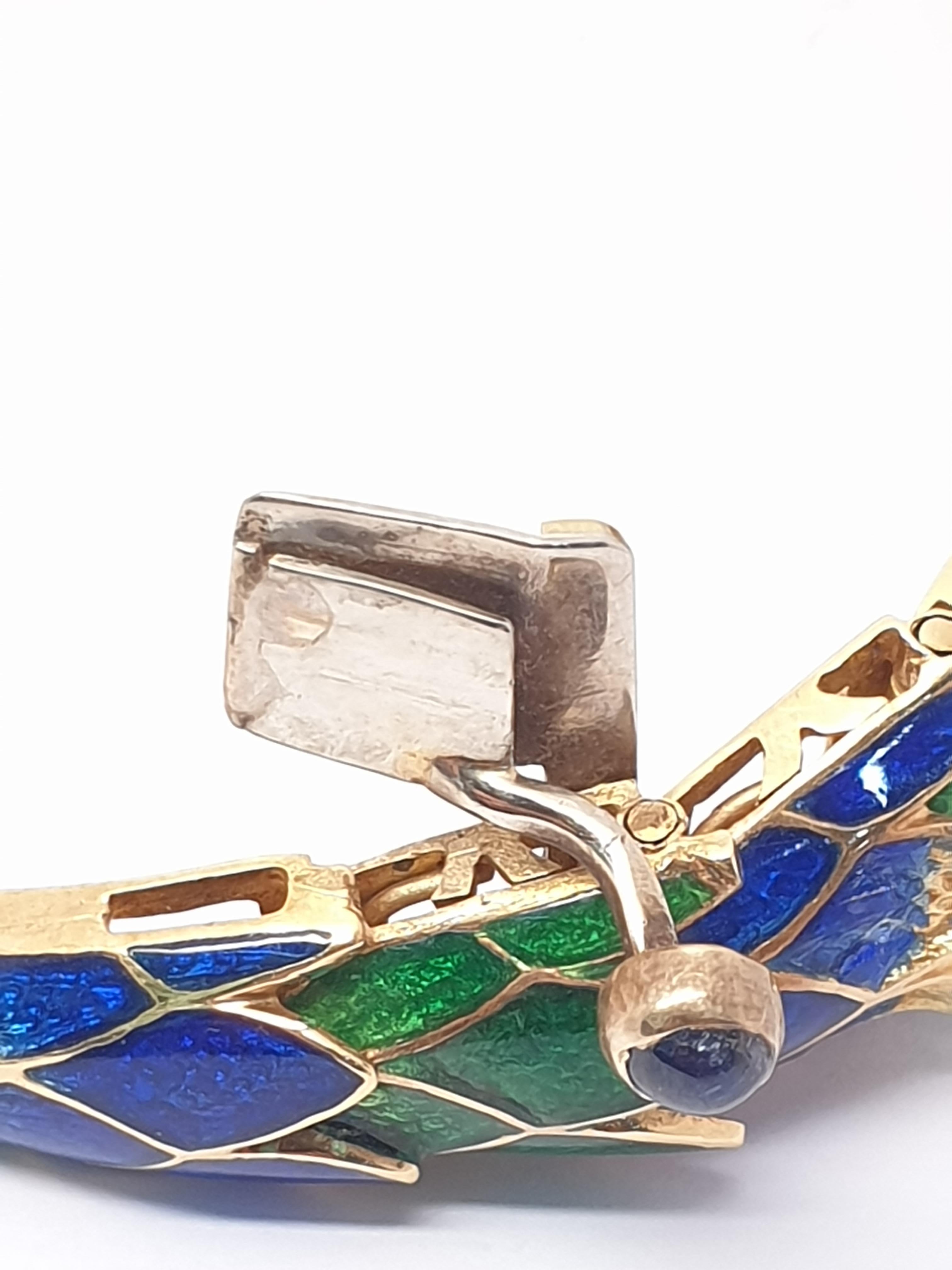 Modern Vintage Enamel Snake 18 Karat Gold Bracelet For Sale