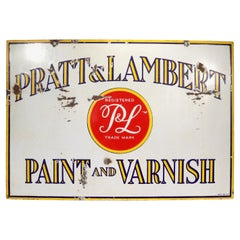 Vintage Enamel & Steel 'Pratt & Lambert Paint & Varnish' Advertising Store Sign