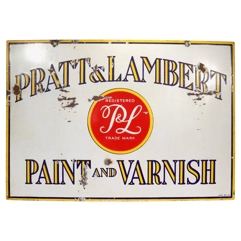 Vintage Enamel and Steel 'Pratt and Lambert Paint and Varnish