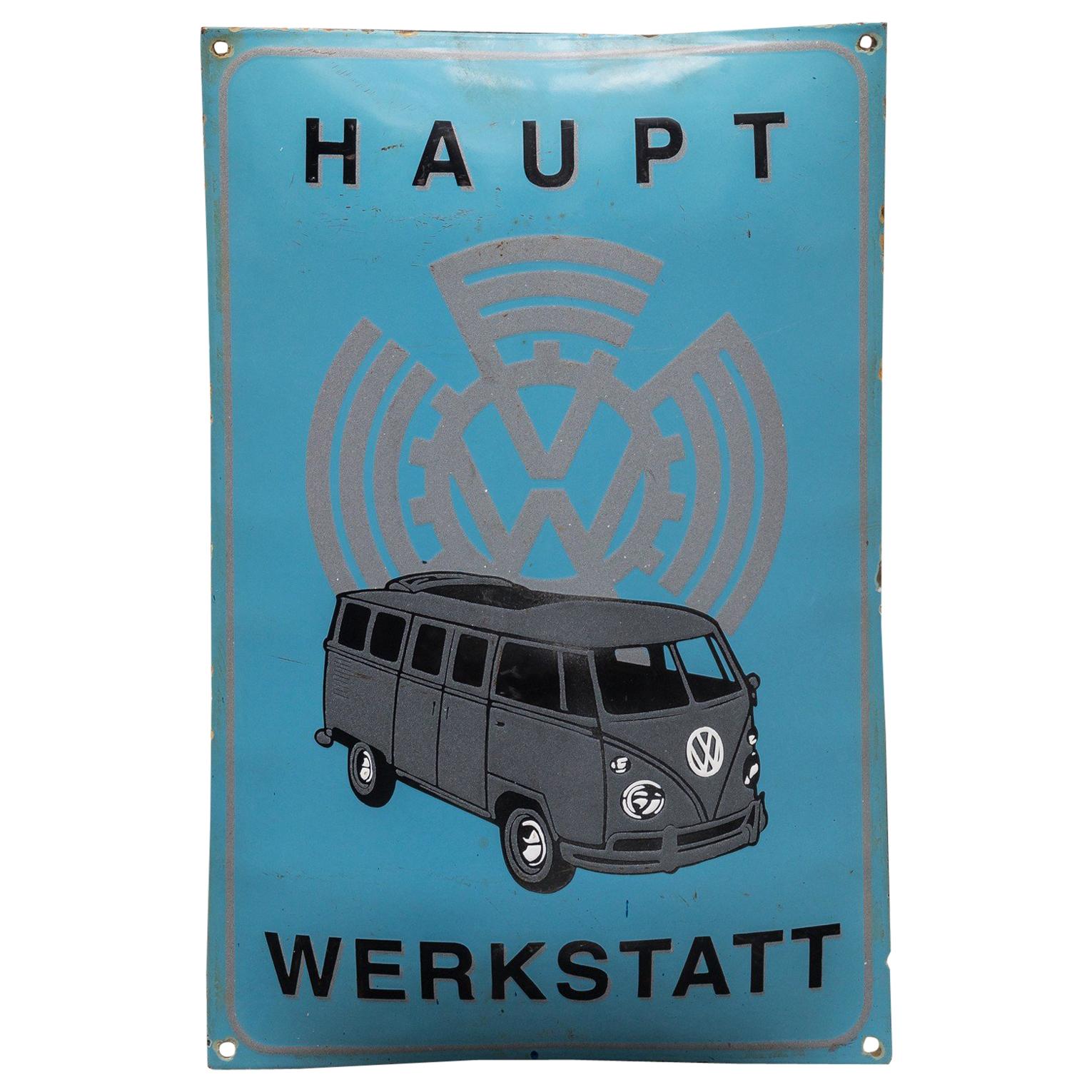 Vintage Enameled Advertising Sign VW Volkswagen For Sale