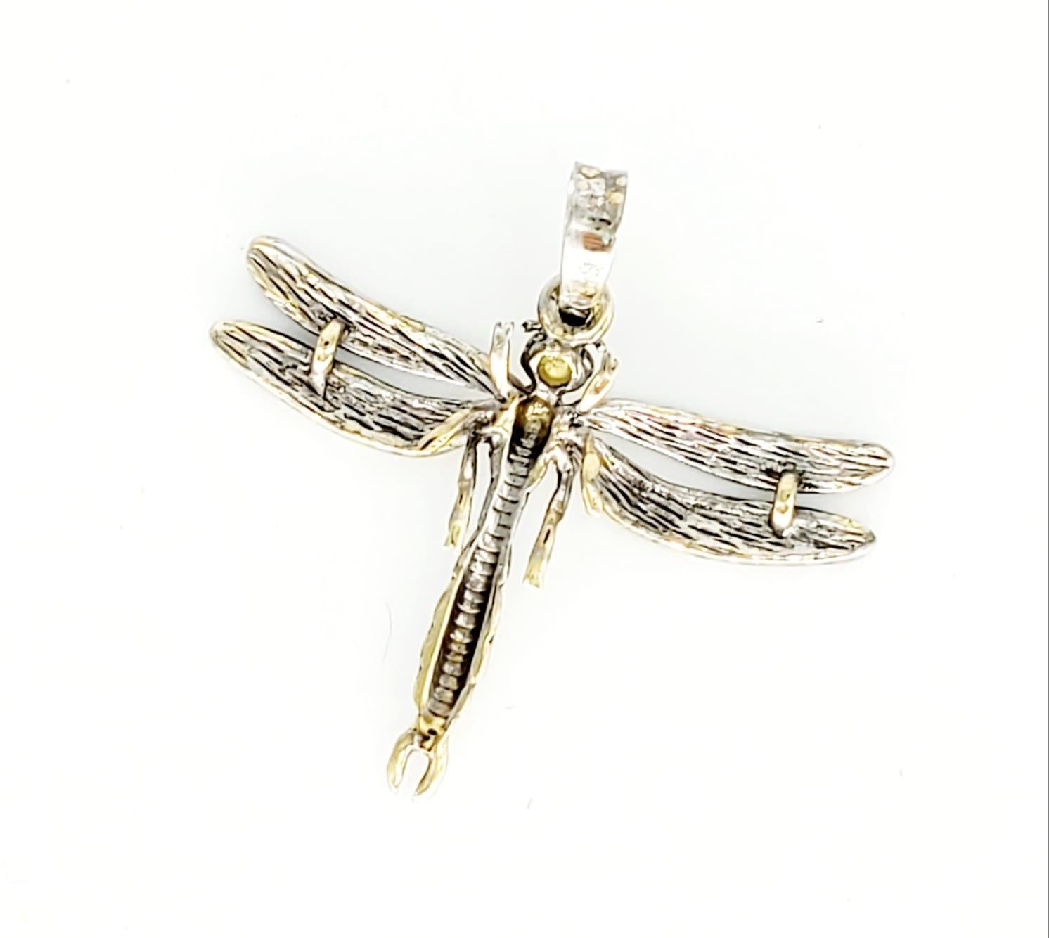 Vintage Enameled Dragonfly Pendant 14 Karat Gold For Sale at 1stDibs ...