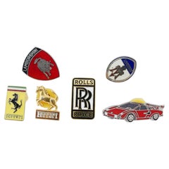 Spille smaltate d'epoca per emblemi di auto di lusso