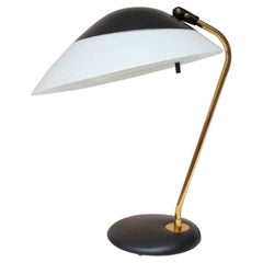 Lampada da tavolo vintage in metallo smaltato e ottone di Gerald Thurston per Lightolier