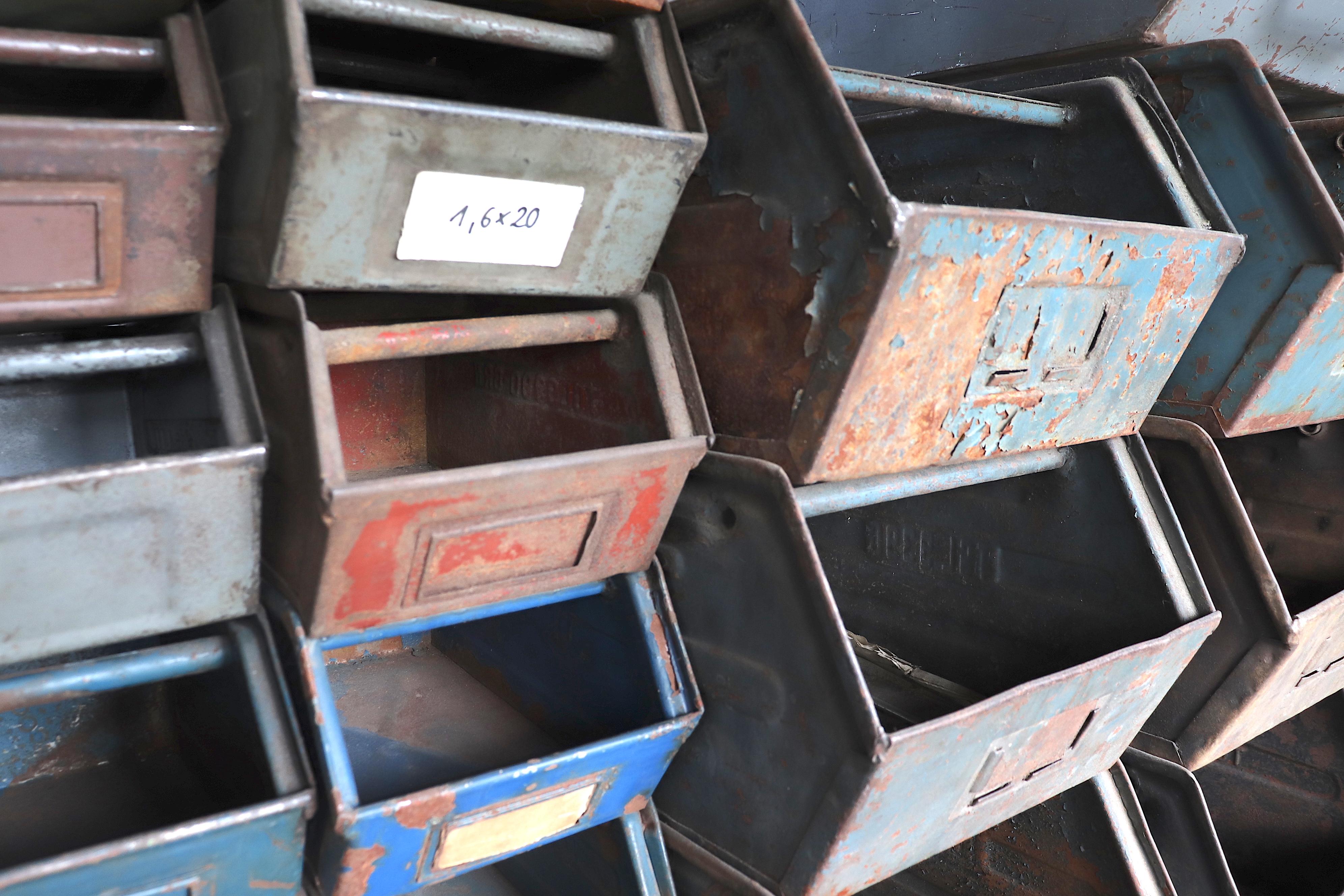 Vintage Enameled Metal Utility Bins 'small' 2