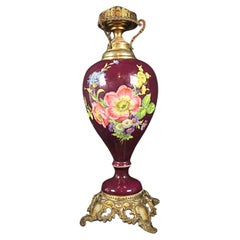 Vintage Enameled Porcelain Lamp Base with Floral Design - 2Y75