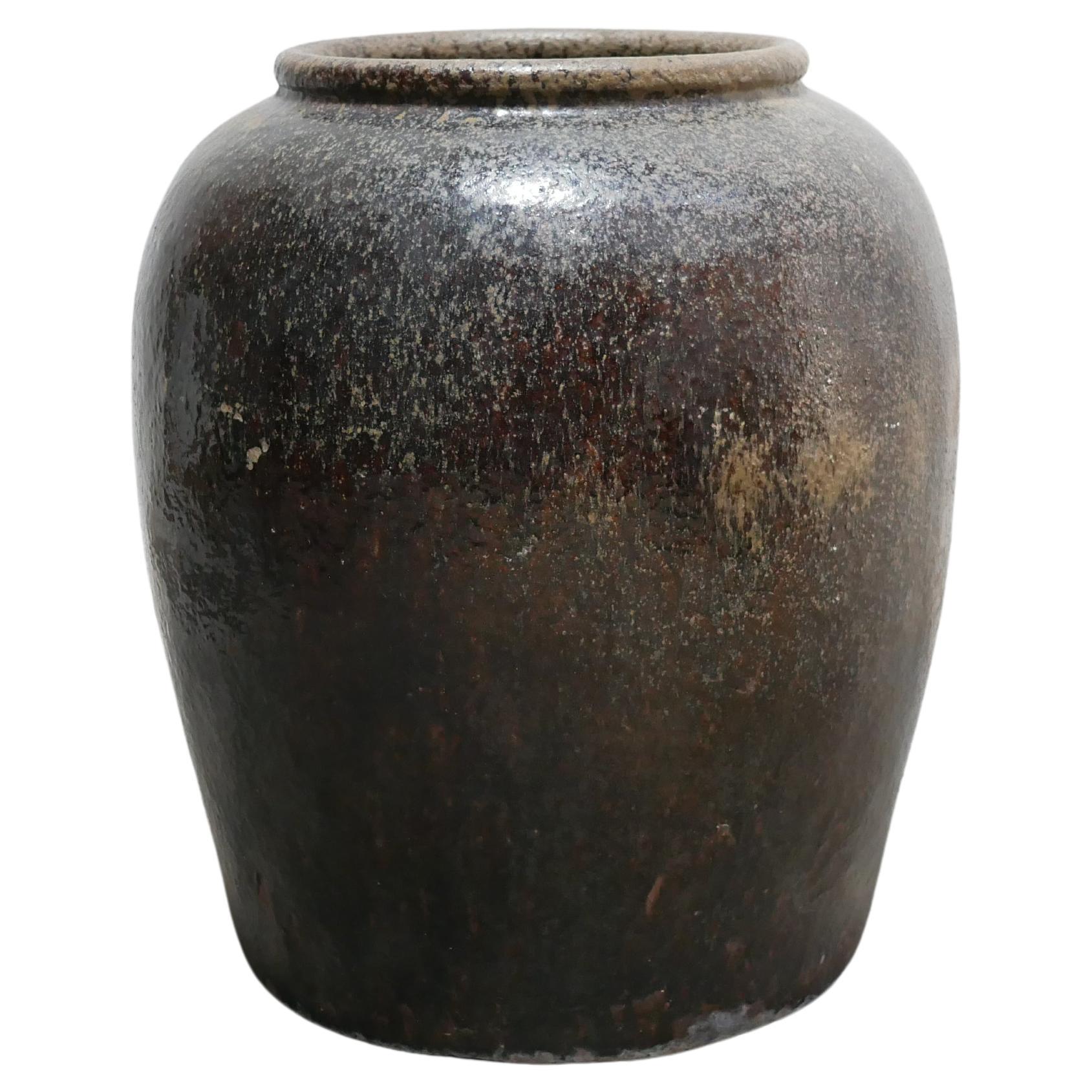 Vintage enameled stoneware jar